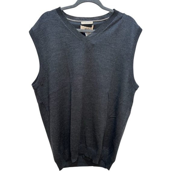 Joseph Abboud 100% Merino Wool Sweater Vest XL Charcoal Grey NWT V Neck Winter - Picture 2 of 11